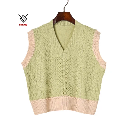 

High quality custom color short sleeve knitted sweater vest women
