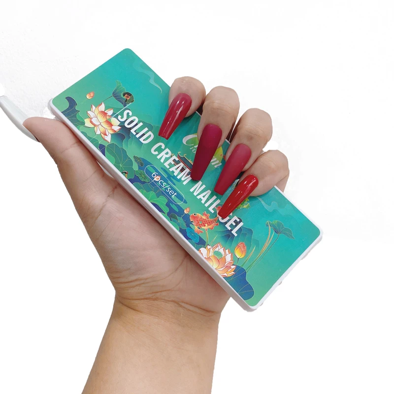 

6 Color Solid Nail Polish Palette New Long Stay UV LED Nail Polish Semi Permanent Soak Off UV Gel Nail Art Design, 6color/palette