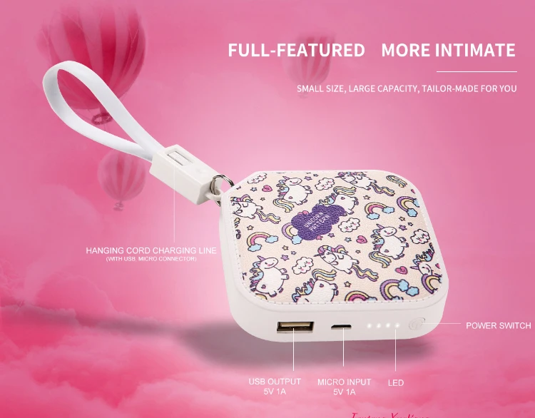 Super Cute Power Bank 10000mAh with Built-in Charging Cable for iPhone Portable Small Cheap Mobile Powerbank - ANKUX.COM