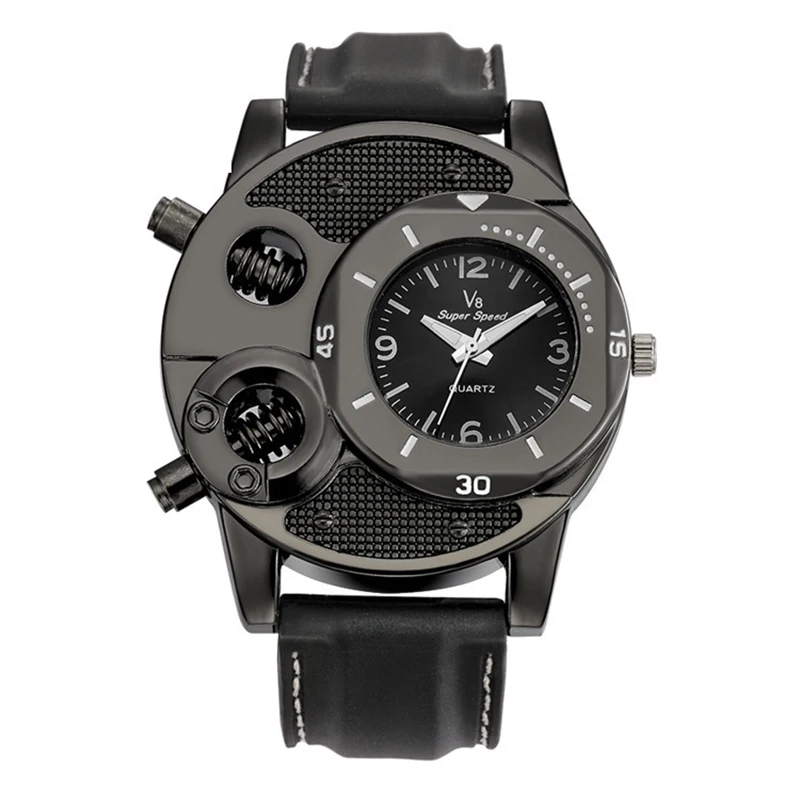 

2021 Hot Selling Fashion Business Watch Men's Quartz Watch Leather Strap, Black