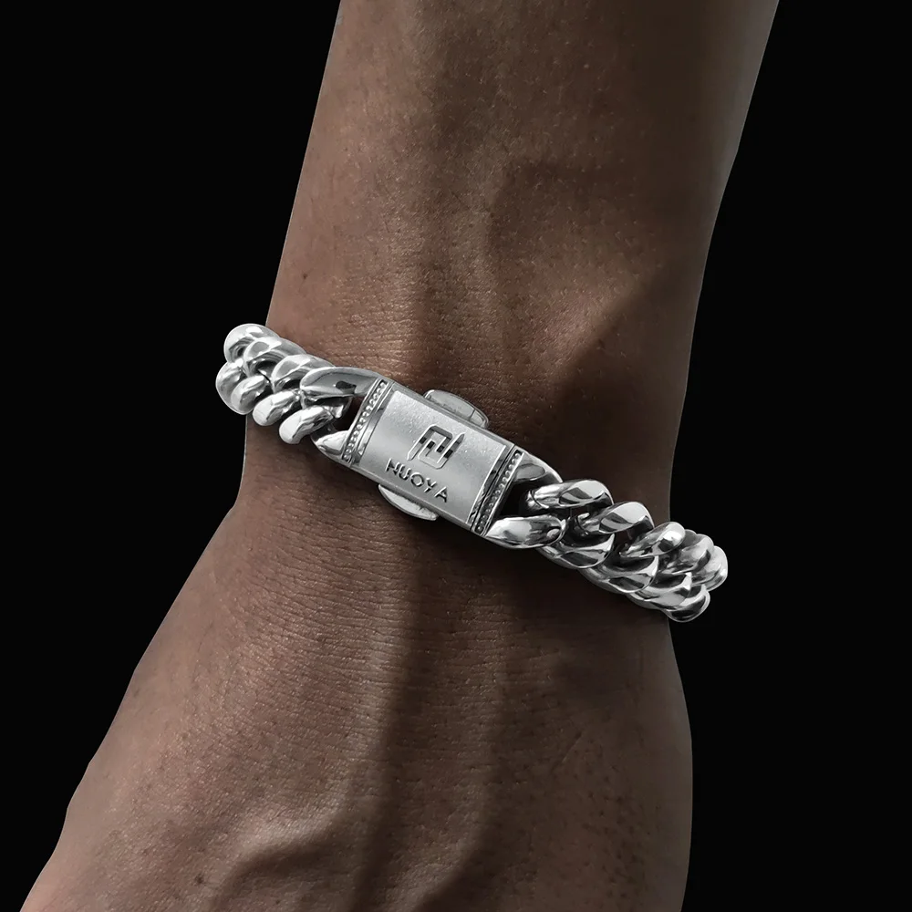 

Boys Bracelets for Men Jewelry Pulsera Cubana Bisuteria en Miami Stainless Steel Engraved Bracelet Custom, Rose gold/black color