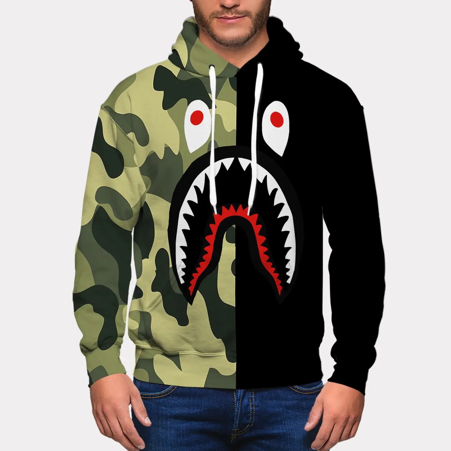

Custom Bape Shark Logo Men'S Pullover Plus Size Men'S Sweatshirt Design High Quality Men'S Hoodies, Custom colors