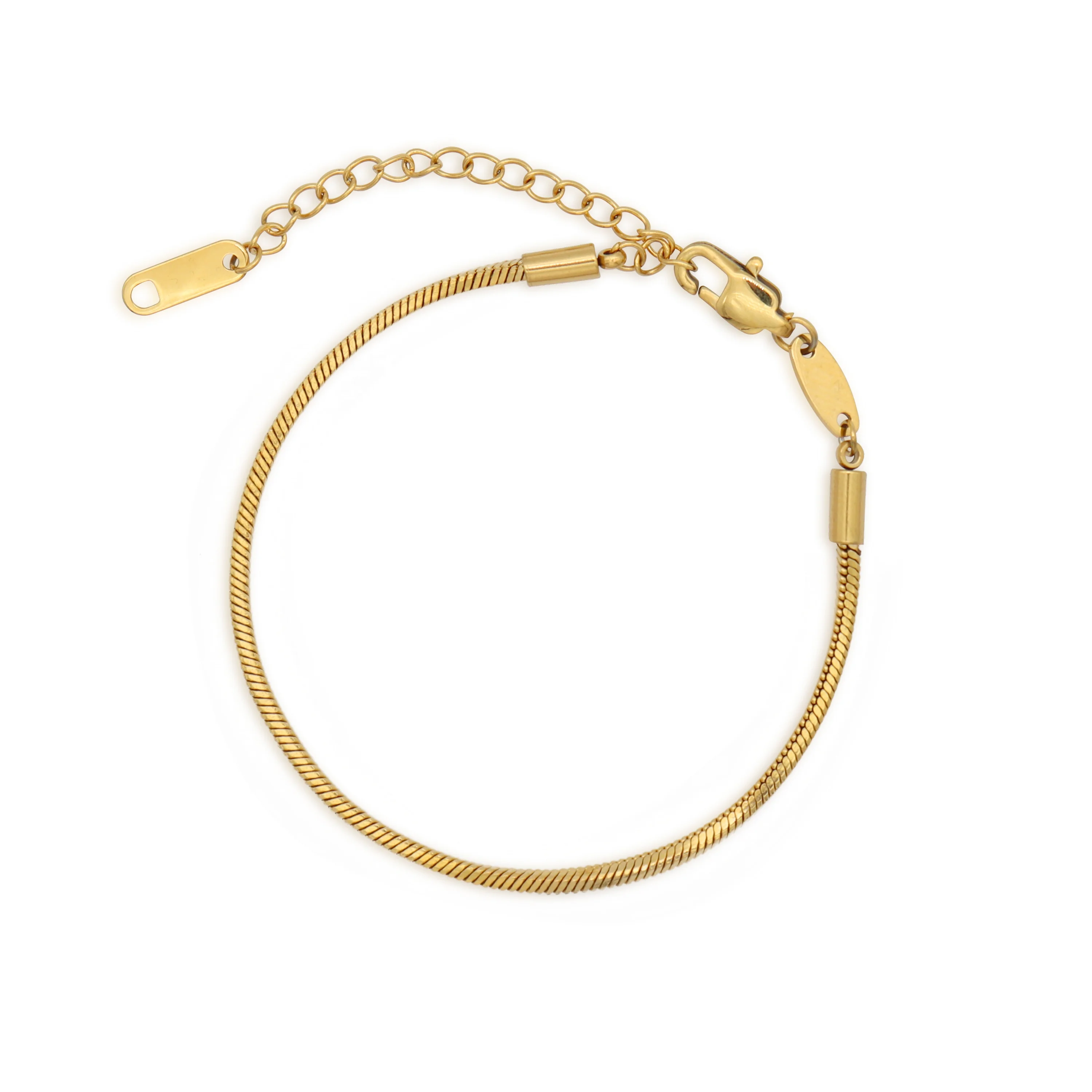 

Chris April in stock fashion design 316L stainless steel simple PVD gold plated snake chain bracelet