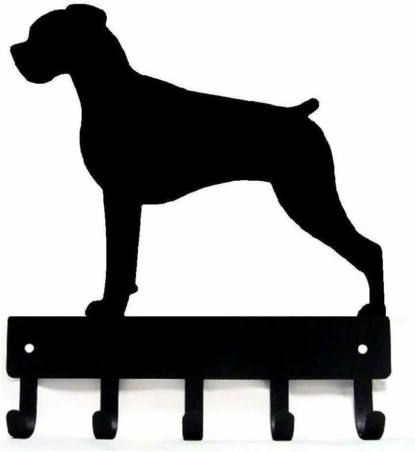 

Yinfa Factory Quality Brand new Decor Metal Wall Art Craft Boxer Natural Ears Dog Key Rack Hanger 6 Inch Wide Black TY2040