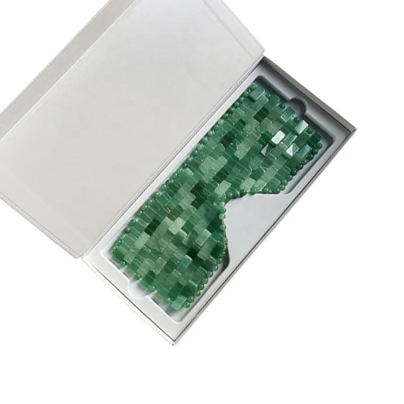 

Natural Dark Green Aventurine Jade Face Mask Quartz Eye Mask Massager
