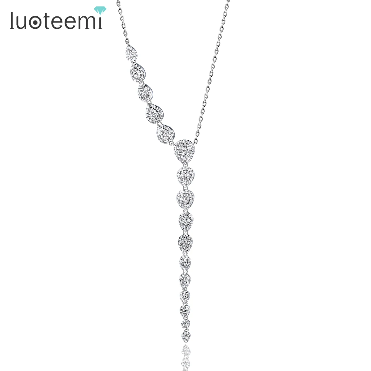 

LUOTEEMI Necklace Accessory Diamond Bohemian Woman Trendy Charm Iced Pendant Ice New Chain Luxury Jewelry