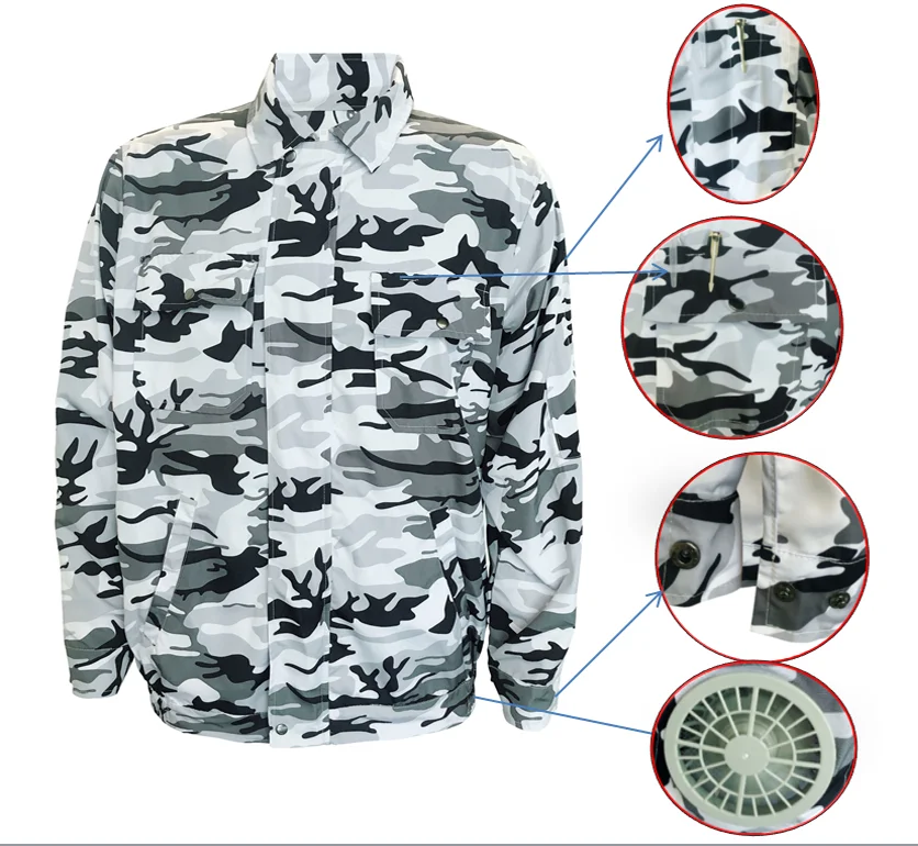 

5V Unisex camo fan cooling jacket with quick adjust system, Grey/pink camo