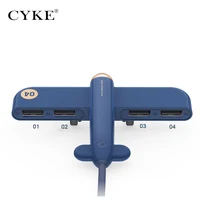 

CYKE 1 to 4 Expander Aircraft shape USB 2.0 Data Transmission Splitter Hub Mini USB Adapter For computer Support Custom Logo