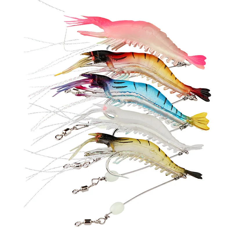 

Jetshark Full Swimming 9cm 6g 5PCS Bag Soft Shrimp UV Active Bionic Fishing Lure