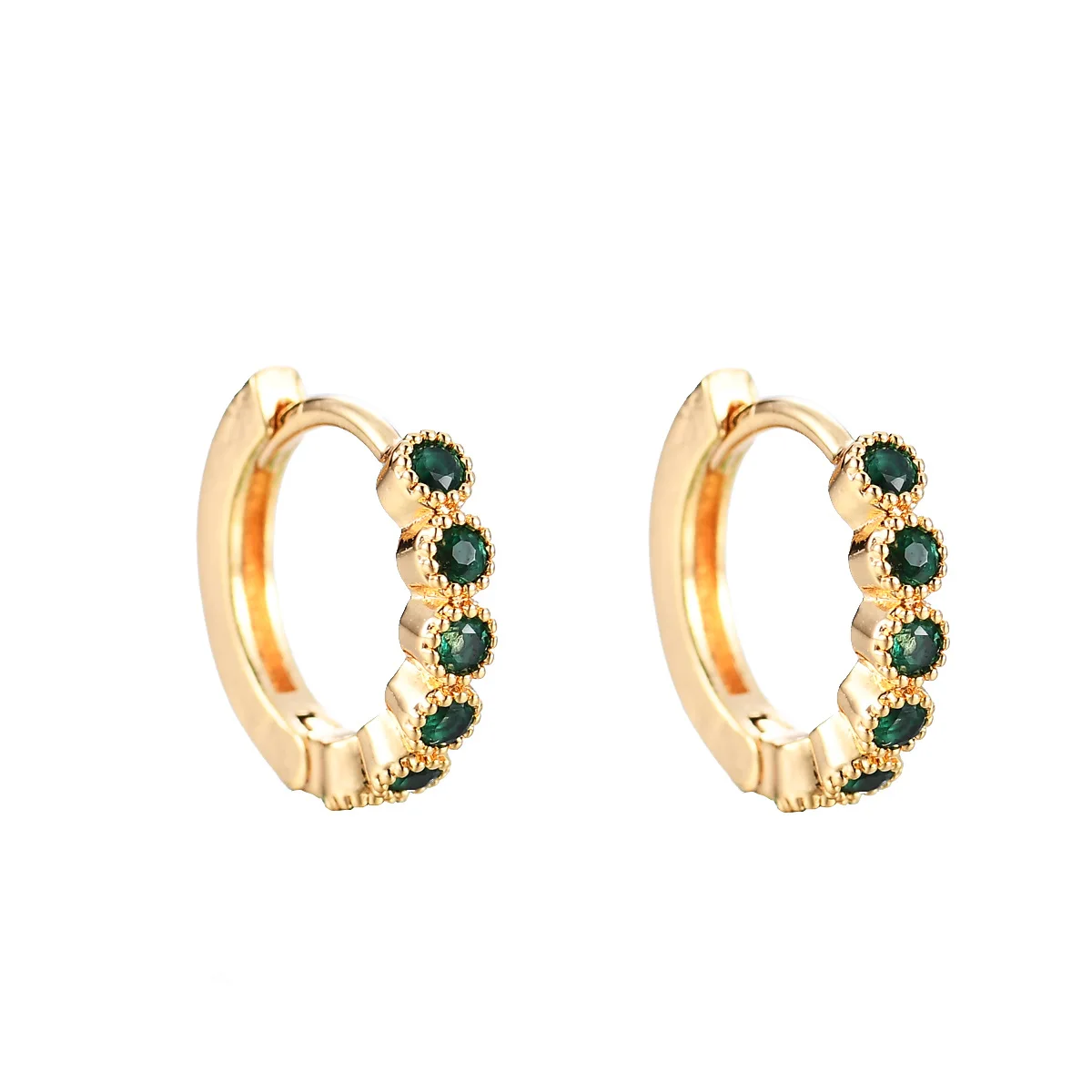 

18K Gold Plated Hoop Earrings Luxury Brass Plated Earrings For Women Zircon Diamond Jewelry Stud Earring, Gold earrings