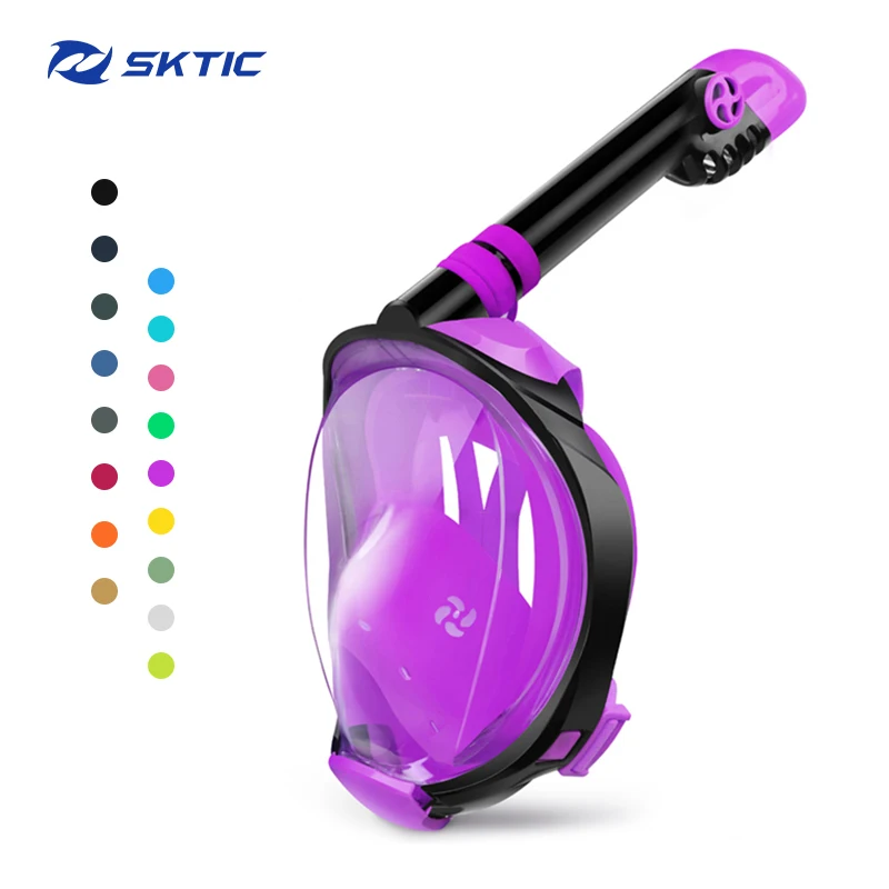 

SKTIC Hot Sale Snorkeling Mask Fashion Adult Mask Snorkel 180 degree view Adult Full Face Mask