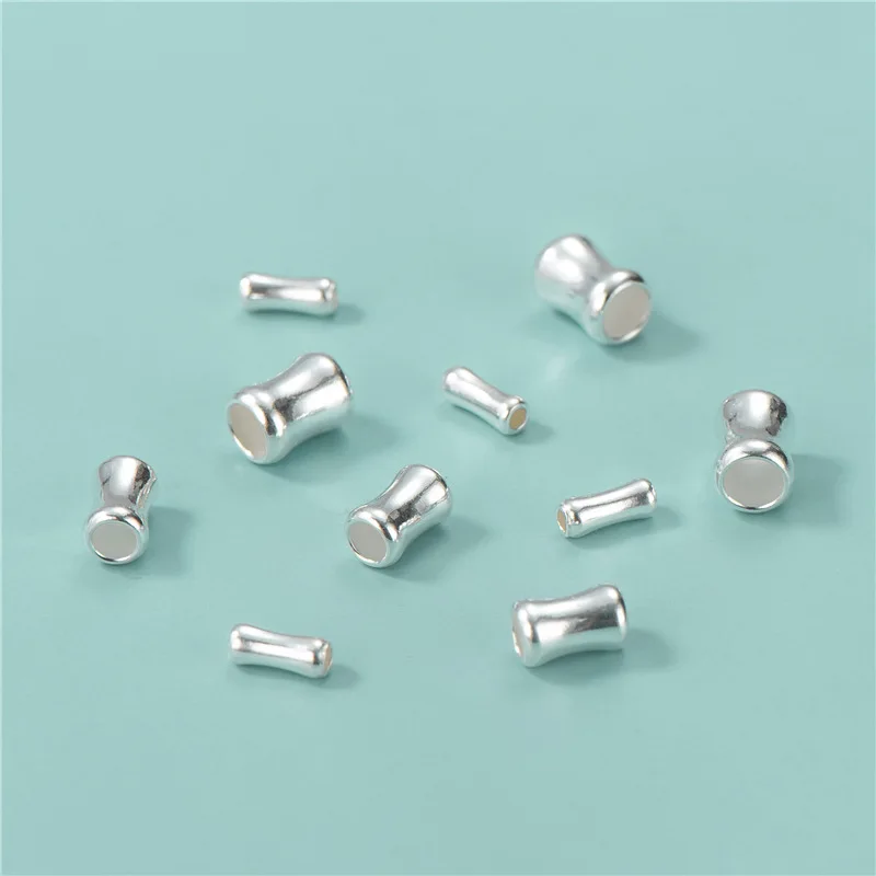 4mm 5mm S925 Sterling Silver Bamboo Tube Beads Spacer Beads For Necklace Making Kit