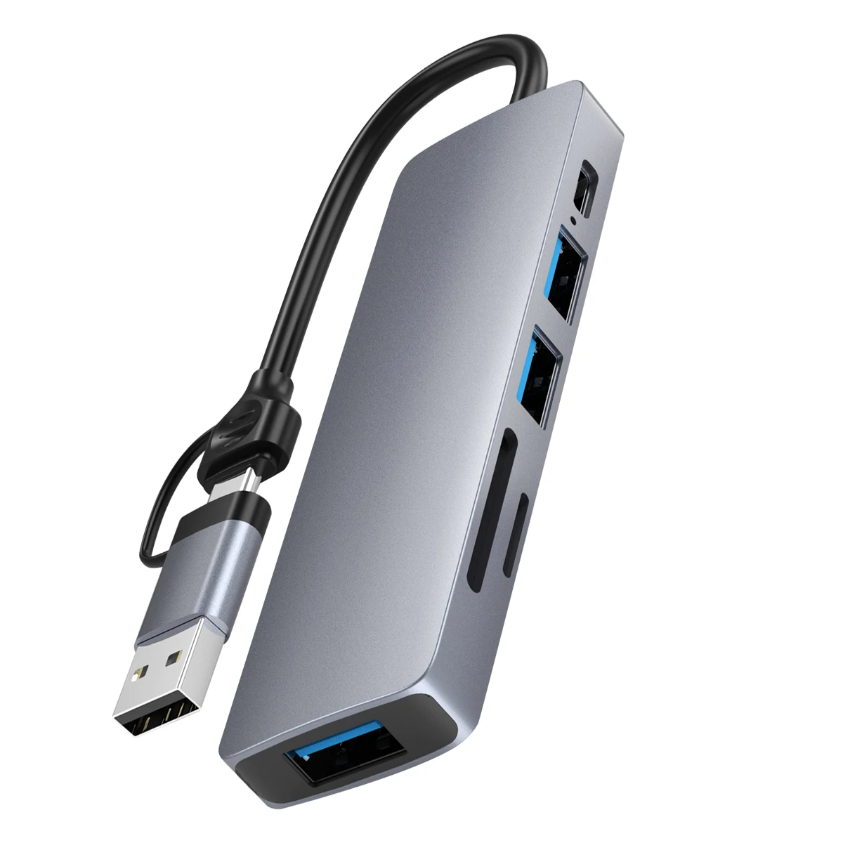 

Airsky HC-13FL USB A & USB C Card reader 6 in 1 hub for laptop, Grey