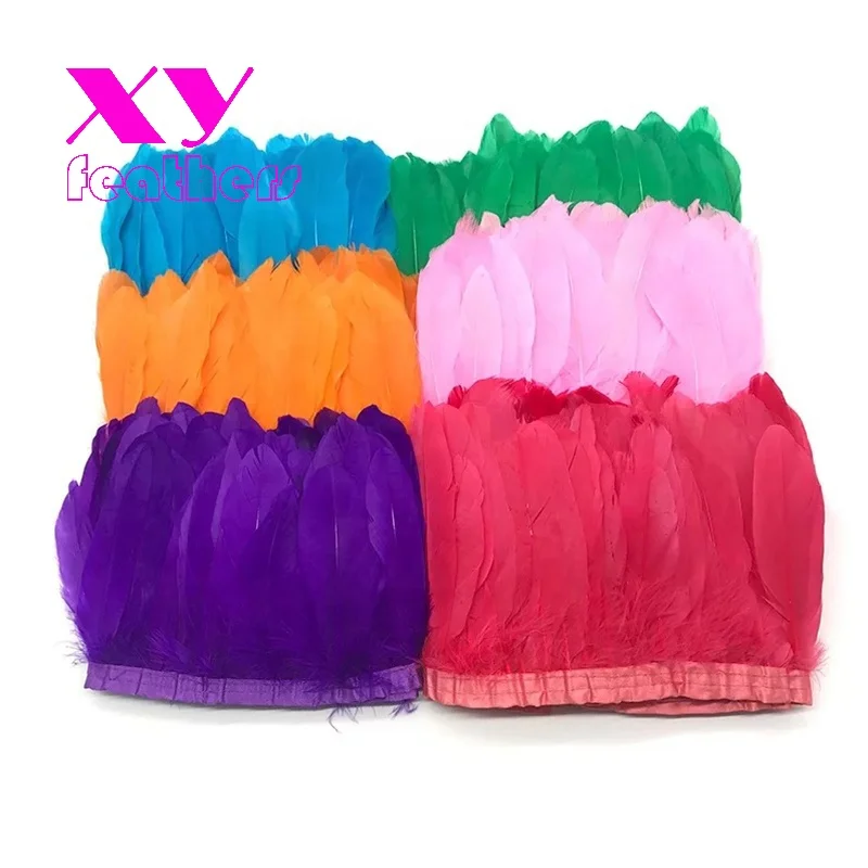 

Factory Wholesale Custom Dyed Color Goose Biot Feather Trim For Garment
