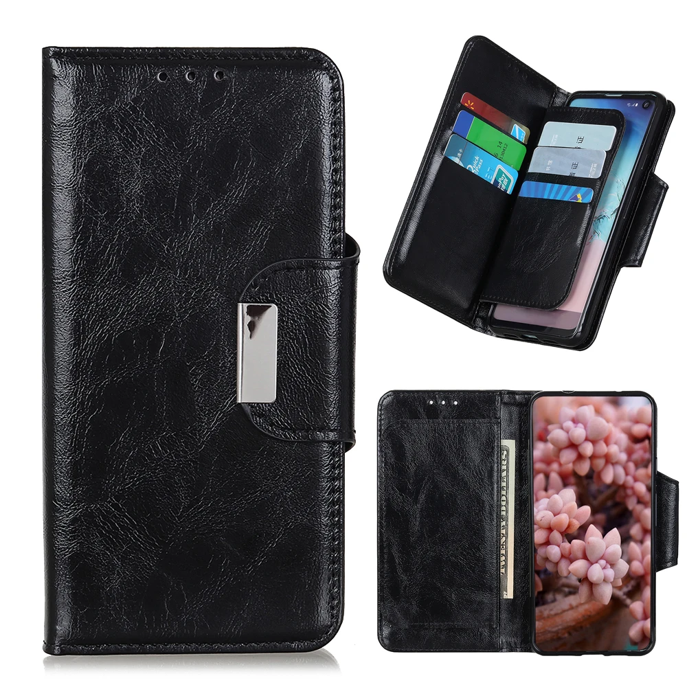 

Crazy Horse pattern PU Leather Flip Wallet Case For Samsung Galaxy A22 5G Japanese version With Stand 6 Cards Slots, As pictures
