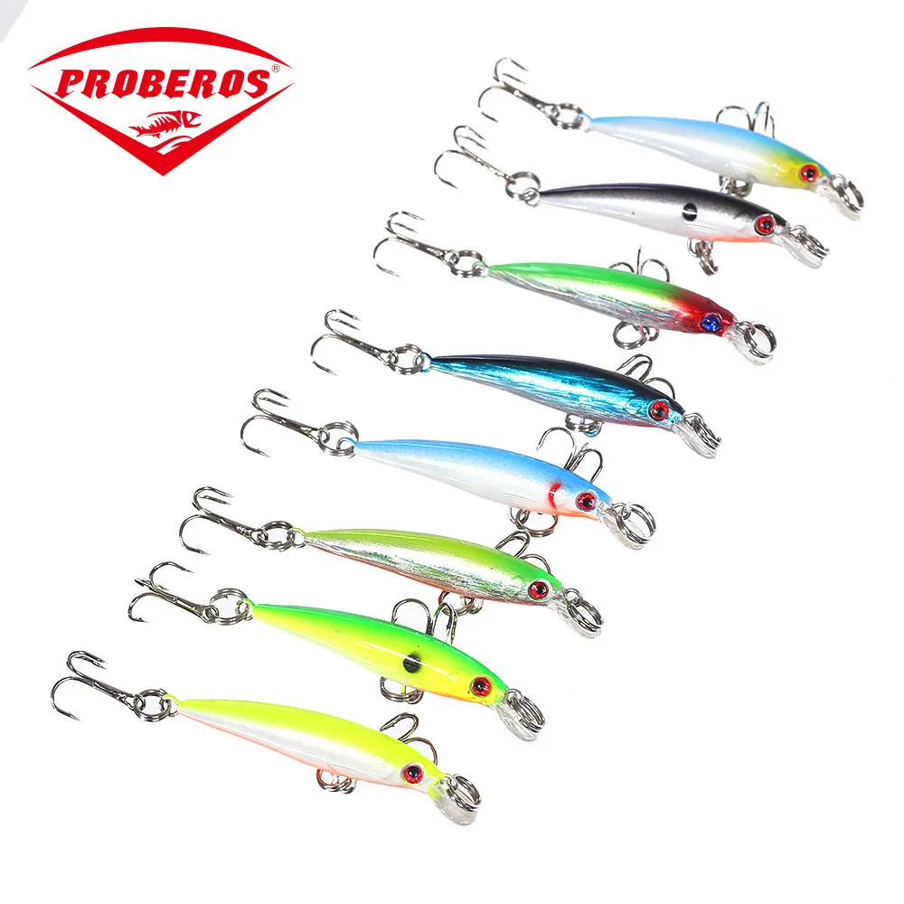 

50mm/2g Sea Fishing ABS Wobblers Trolling Lures Minnow Bait 3D Eyes With Lip Treble 10# Hooks Plastic Isca Artificial Hard Baits