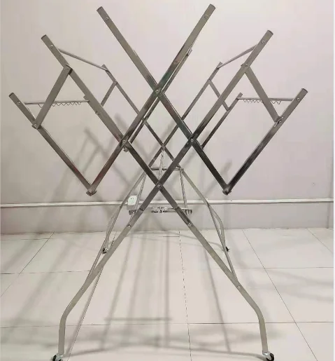 

GG22 Stainless Steel Clothes Drying Rack outdoor balcony Bedroom Furniture Clothing Display Rack Folding quilt Hanger, Silver
