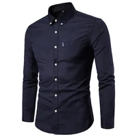 

Custom Mens Business Dress Shirt Polyester Cotton Custom Unbranded Solid Color Long Sleeve Shirt