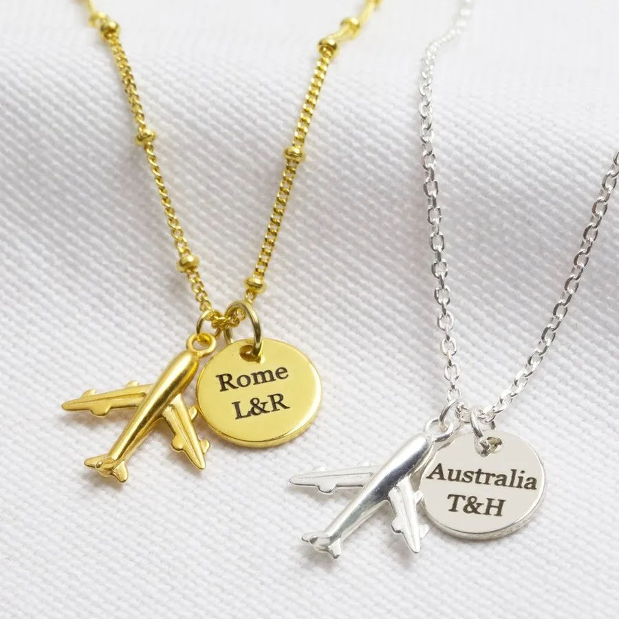 

Women Gold Color Airplane Aircraft Plane Pendant Chain Sweater Necklace jewelry