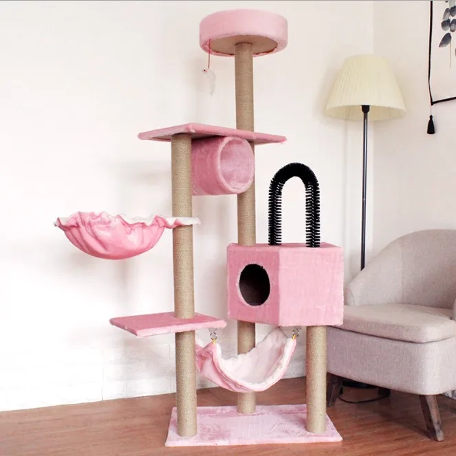 

luxury cat climbing scratching tree cat tree house, Coffee,white,gray,pink,blue