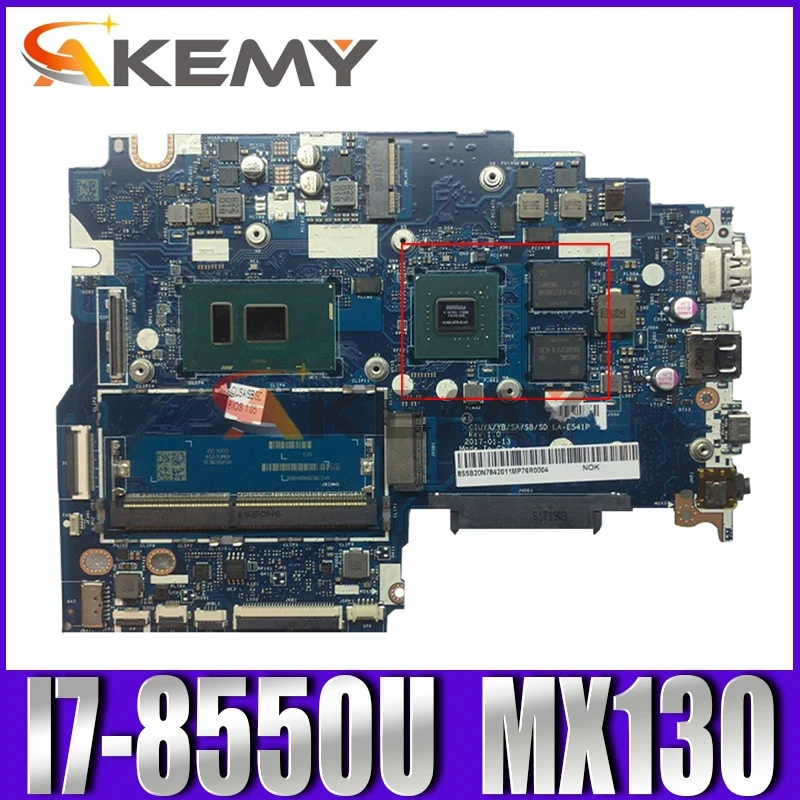

Akemy For YOGA 520-14IKB Flex 5-1470 Laptop Motherboard LA-E541P CPU i7-8550U GPU MX130 2GB Tested 100% Work