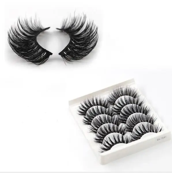 

GL700-705 Chemical fiber false eyelashes 5 pairs of eyelashes European and American cross curl multiple layers false eyelashes, Black