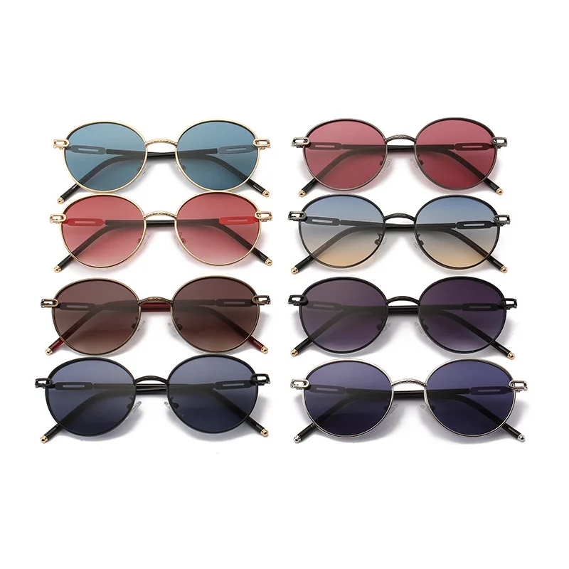 

Cheap Price Fashion Brand Designer Small Round Gold Metal Alloy Frame Women Sunglasses Tinted Gradient Color Shades Sun Glasses