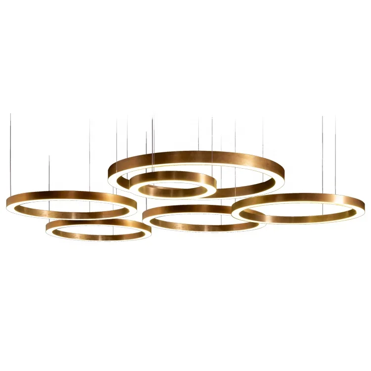 

ETL SAA CE Modern Luxury Custom Design Chandelier Light Circle Round Ring Hanging Dimmable Circular LED Pendant Lamp, White/black/gold/chrome etc