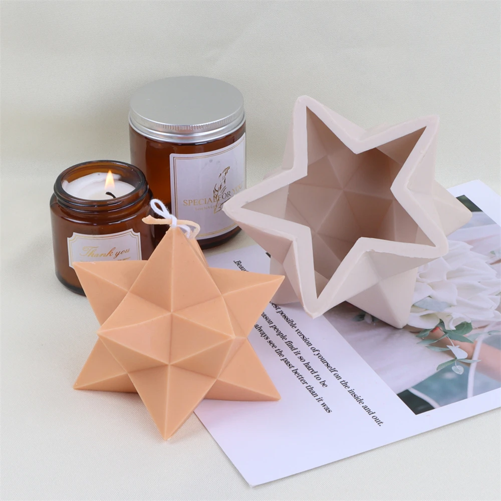 

New 3d Large Five-pointed Star Candle Mold Diy Christmas Geometric Star Candle Making Mold