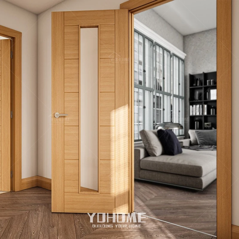 

American house oak interior door with glass interior doors with wood veneer mdf solid core doors