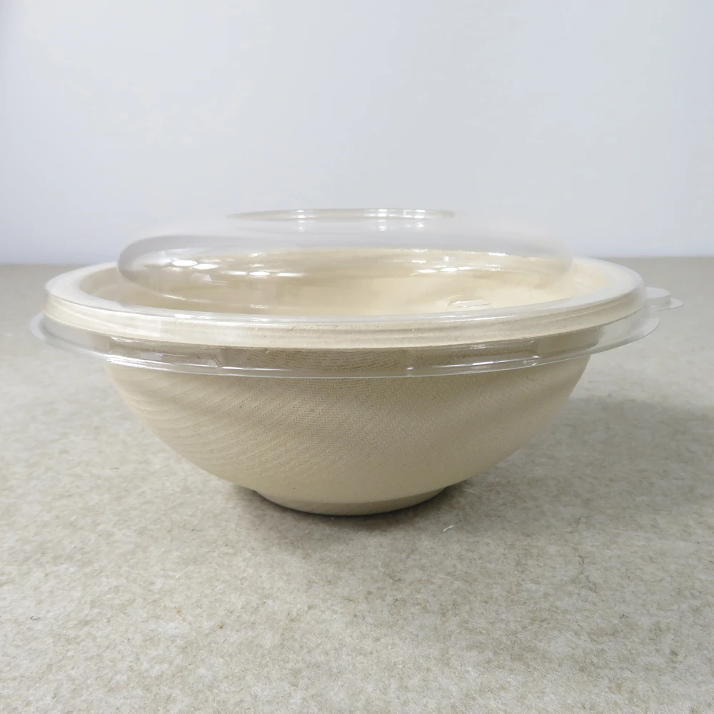 

Biodegradable Disposable Sugarcane Bagasse Paper Pulp Poke Bowl with Lid