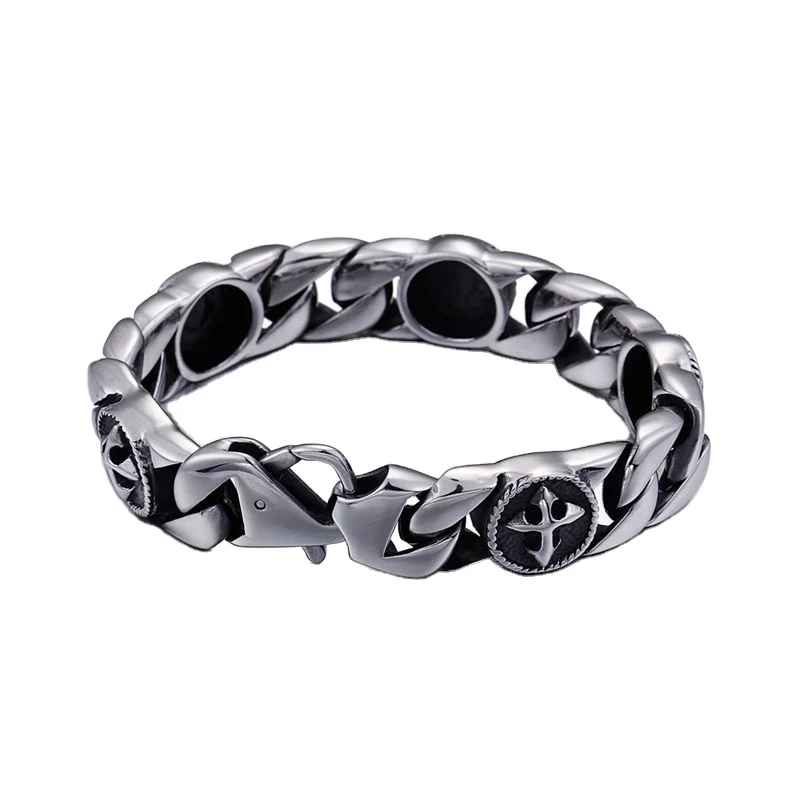 KALEN Stainless Steel Silver Cross Fashion Bracelets for Men