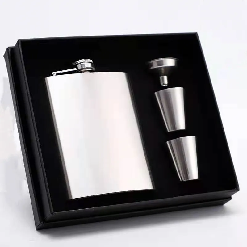 

Promotional Customizable logo 8OZ stainless steel Gifts Hip Flask Set, Glitter color