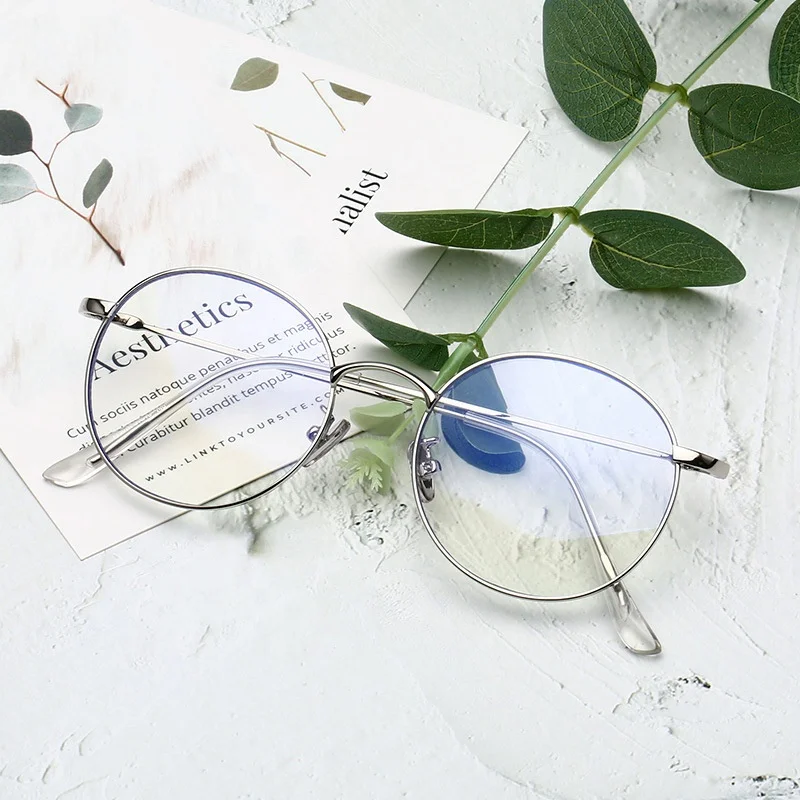 

2022 2021 Wholesale Cheap Price Eyeglasses Fashion Spring Hinge Anti Blue Light Glasses Round Metal Optical Frames