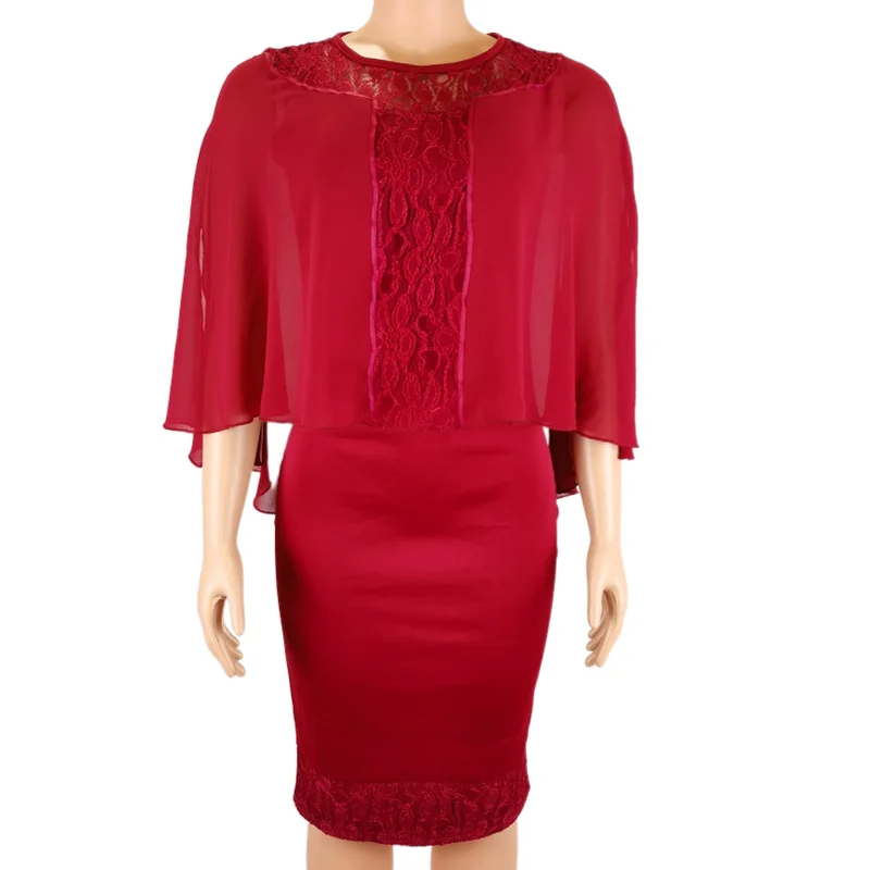 

African women clothing Plus Size lace patchwork bodycon shawl and dress two pieces set, Shown