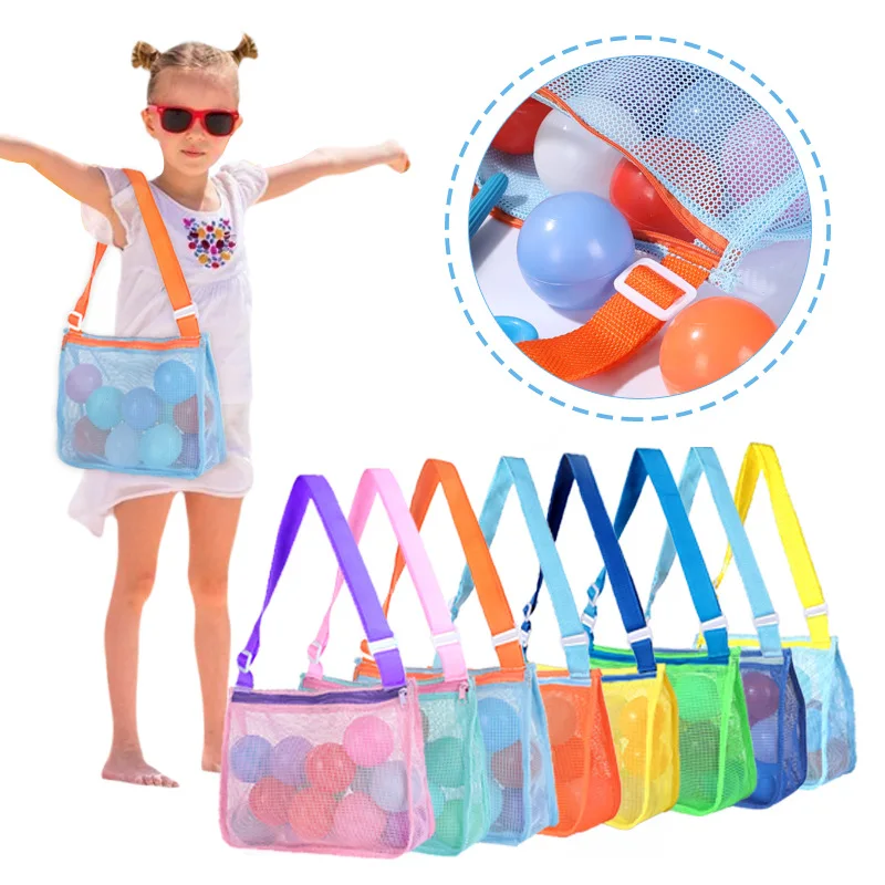 

Hot Summer Colorful Kids' Beach Mesh Bag Sea Shell Collecting Mesh Tote Bag Children's Shoulder Bag