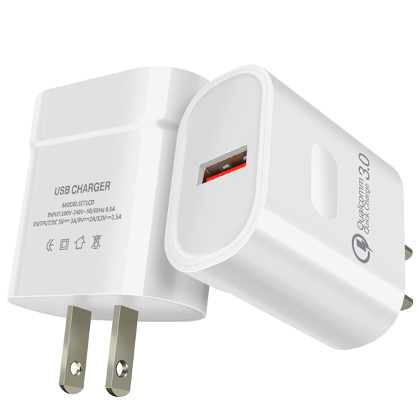 
18w QC3.0 quick charge usb wall charger single port adapter for mobile phone and tablet us eu plug 