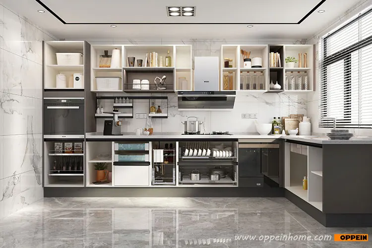 Oppein Multi Color Combinations Handleless Modern Grey Kitchen Cabinets Buy Multi Color Kitchen Kitchen Color Combinations Handleless Kitchen Product On Alibaba Com