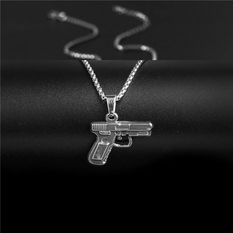 

New Stainless Steel Necklace for Men Girls Hipster Personality Pistol Jewelry Couple Hip Hop Couples Gun Necklace Unisex