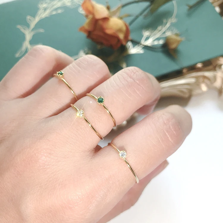 

Tiny diamond gold plated 925 Sterling Silver CZ minimalist ring for women girls
