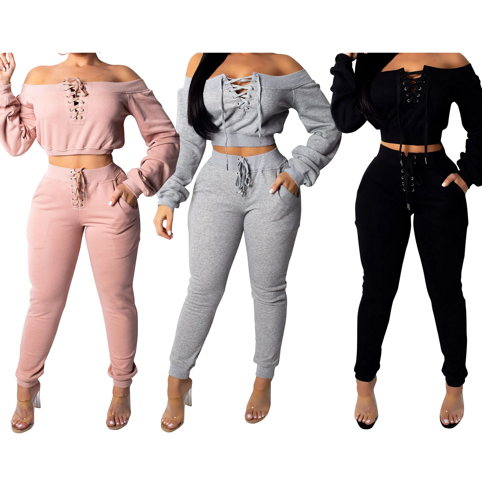 

2021Two Piece Women S-XXL size summer hot sale hoodie rack casual suit with one collar