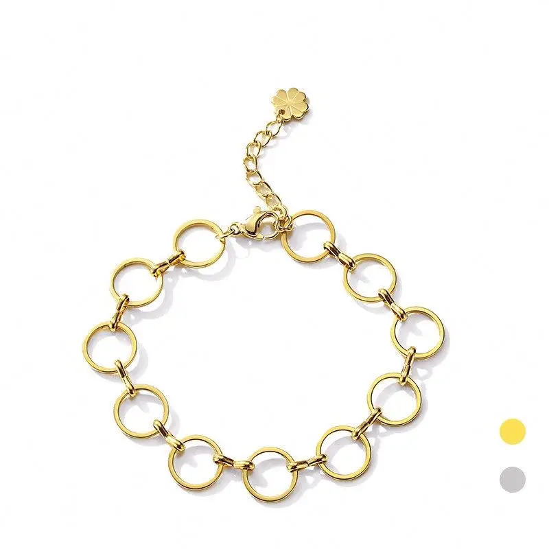 

Unique French Minimalist Style Circle Chain Vintage Adjustable Gold Ladies Bracelet, Customized color