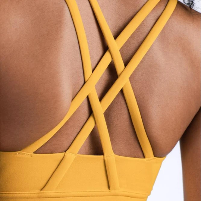 

Customized Cross Seamless crop Push Up Activewear backless Solid Workout women Sexy Sports Bra
