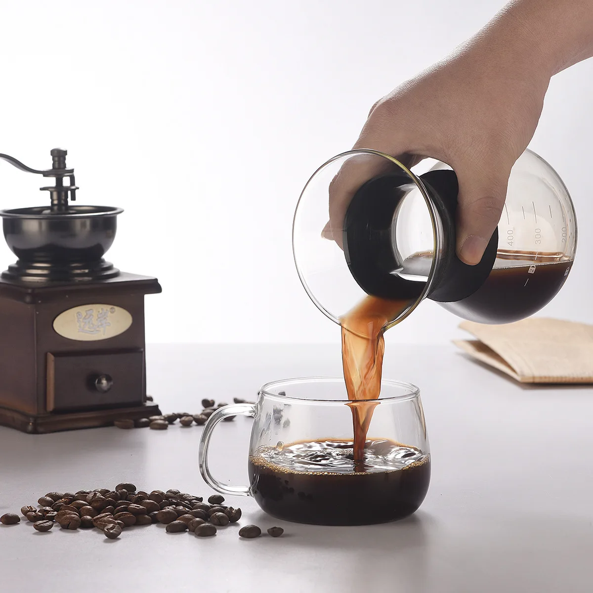 

Hot sell new design glass arabic coffee pot tea pot with silicone sleeve