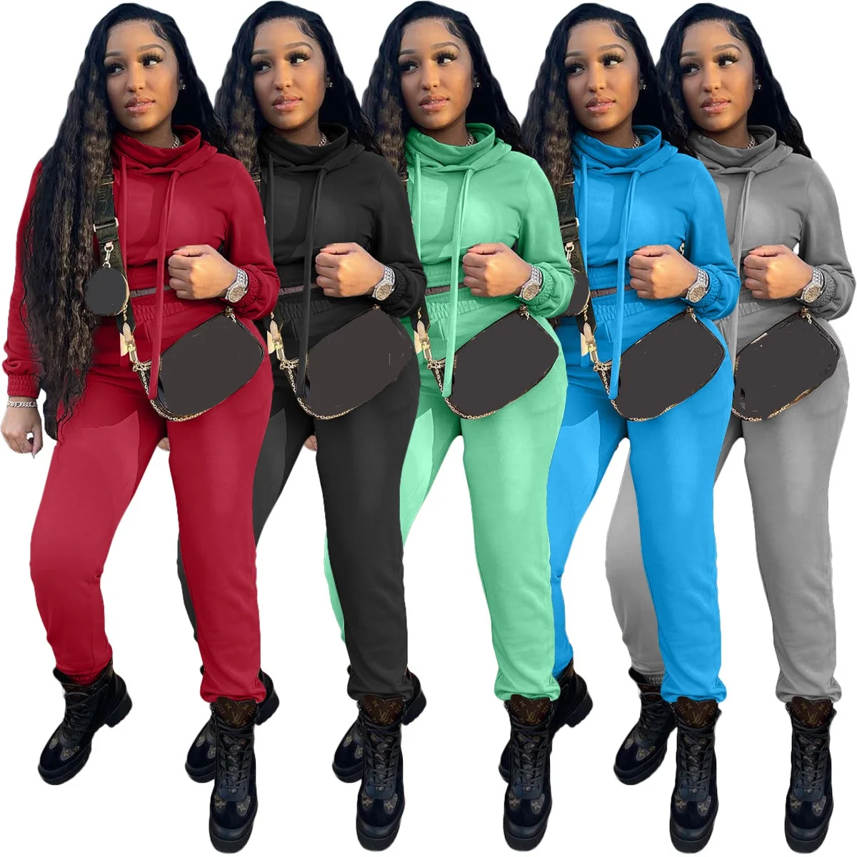 

Wholesale 2 Piece Set Womens Hoodies Joggers Long Sleeve Crop Top Sweatpants And Hoodie Set, Picture
