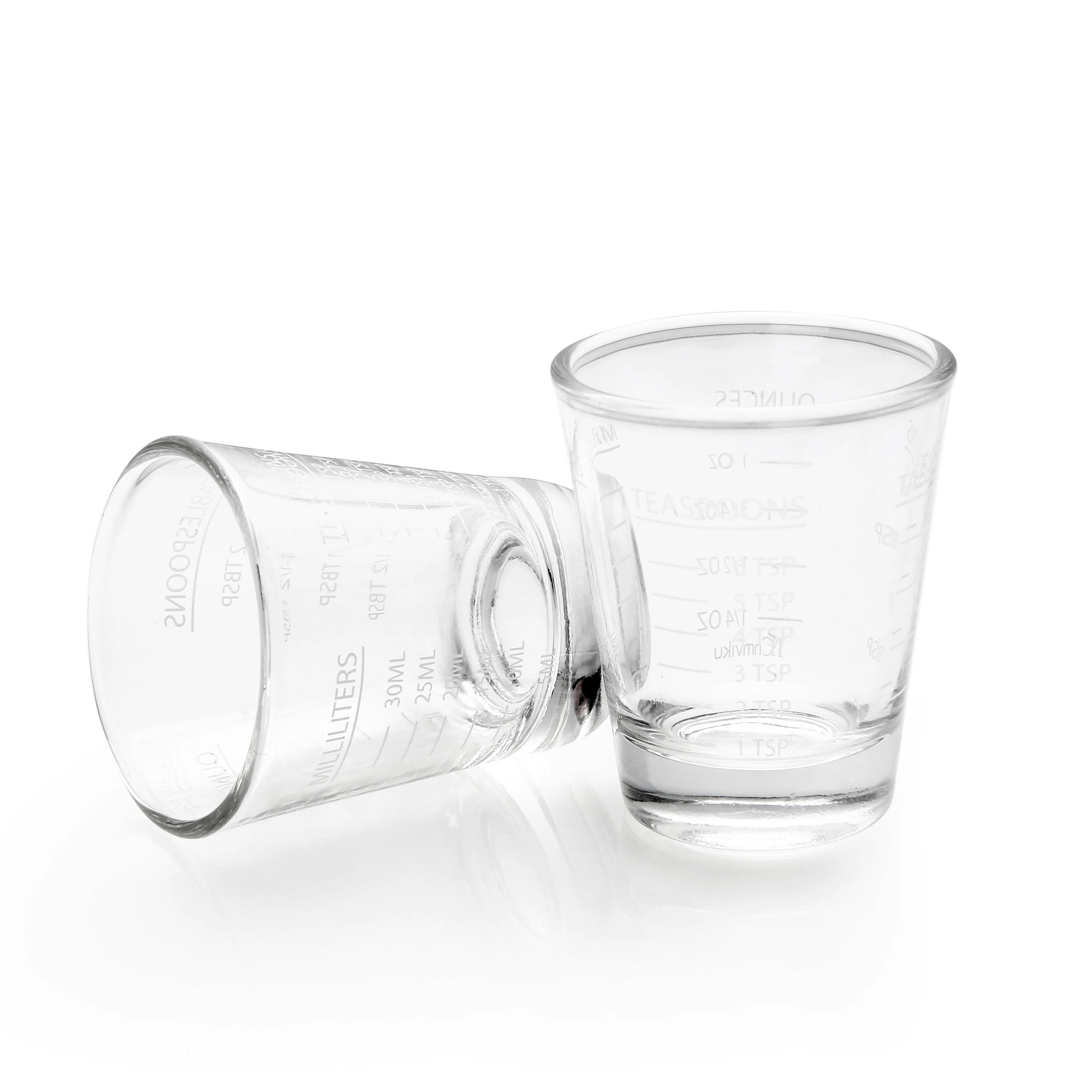

BCnmviku 2Pack Espresso Shot Glasses Coffee Cup 2Oz Ounce Glass Measuring Cup Bar Cocktail Graduated Cups for Bartender Kitchen, Transparent clear