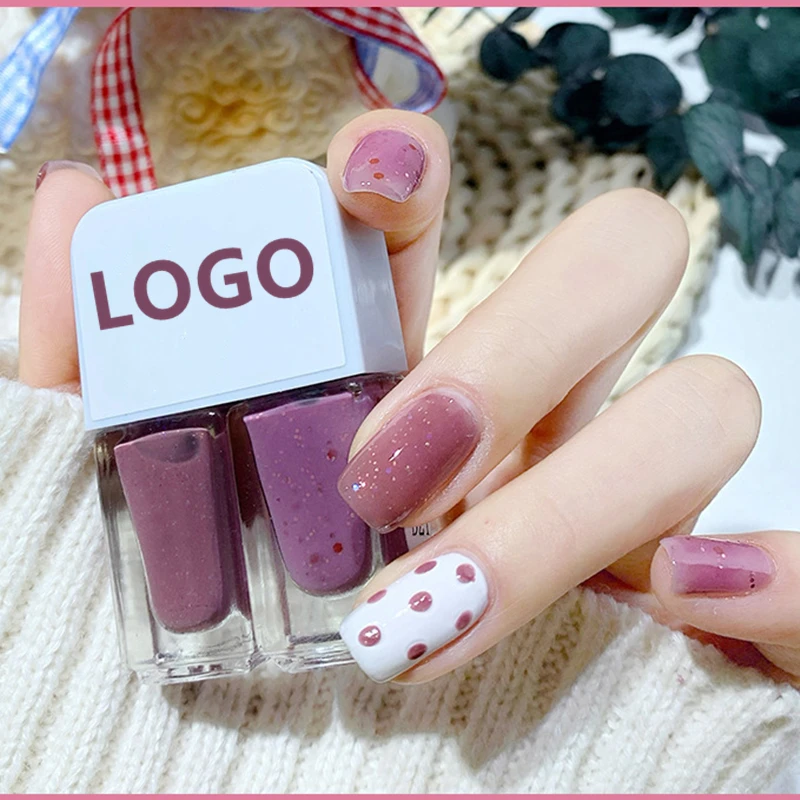 

2020 Water-based Glossy Scrub Peelable Gemini Nail Polish Two Bottle Set Twin Nail Polish Set, Color