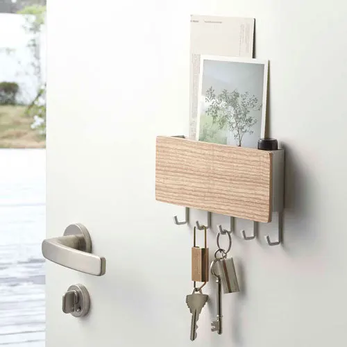 

Japanese-style storage box key wall hook solid wood storage basket wooden porch rack storage holders & racks, As shown