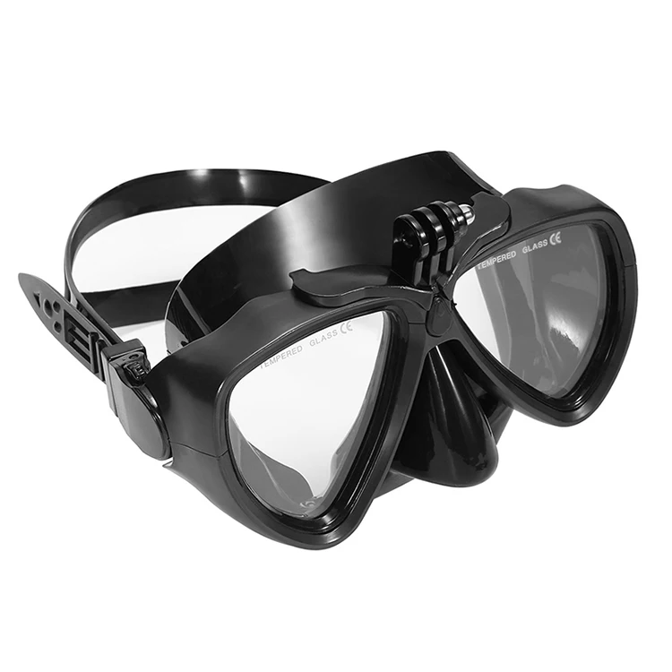 

Anti-fog Anti-leak Tempered glass Diving Mask With Action Camera Mount, Blue/yellow/red/black/white