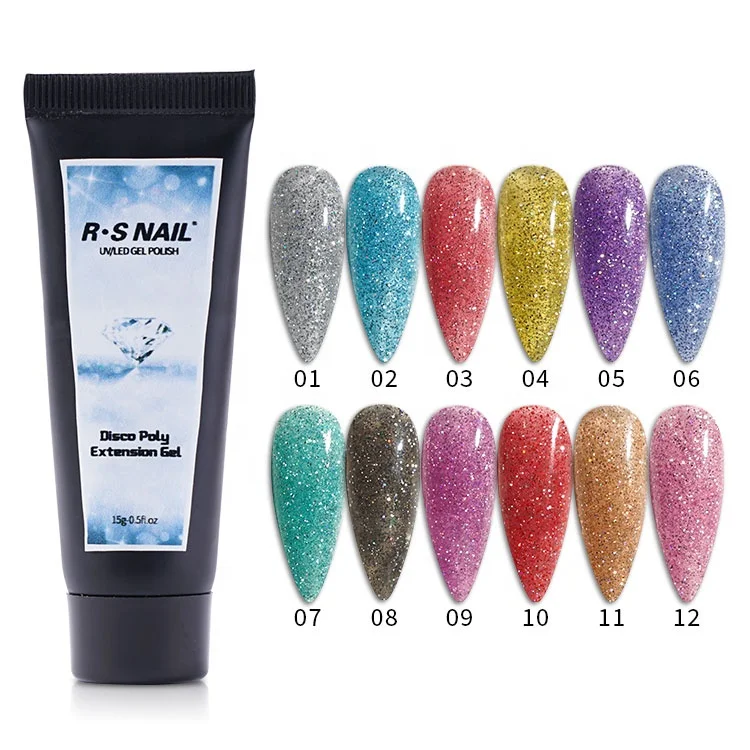 

MrO nail extension gel uv gel soak off acrylic diamond glitter disco sold nail extension set gel